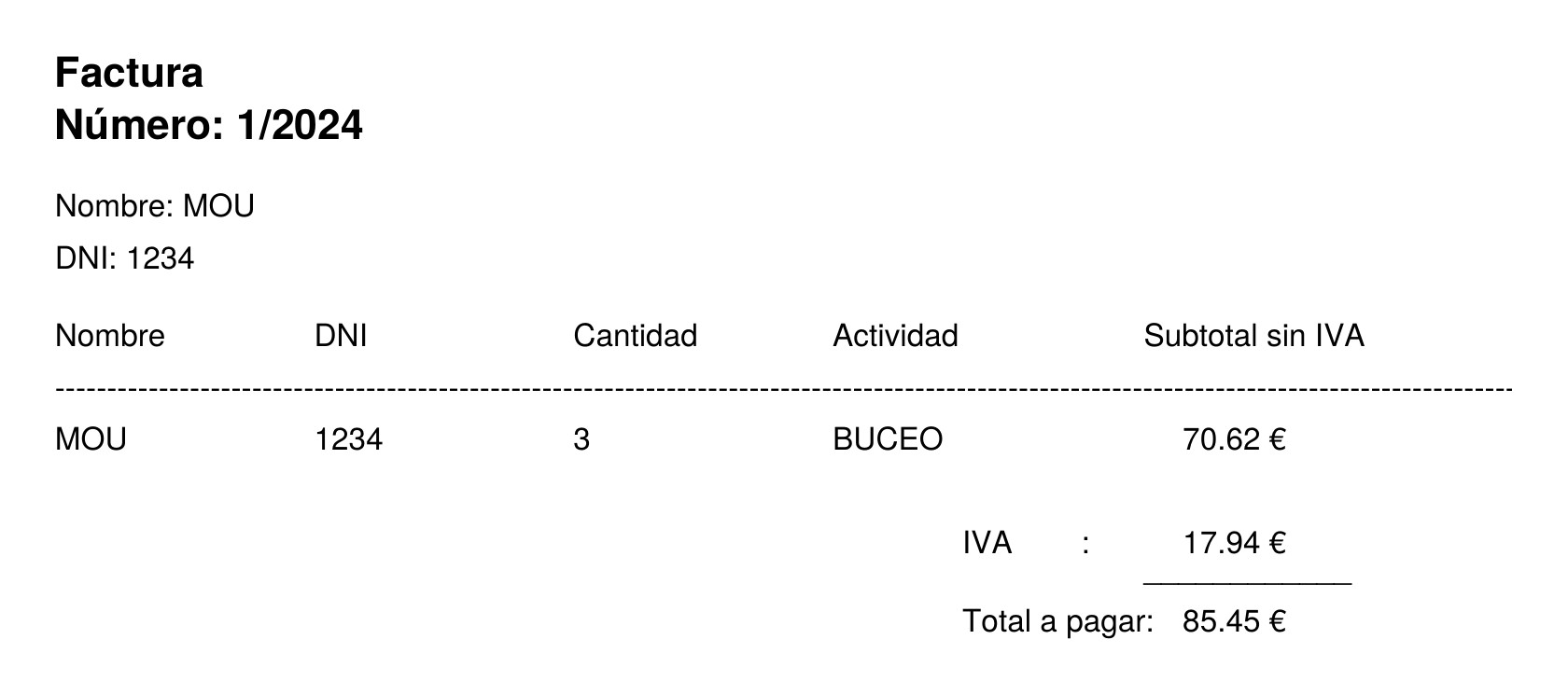 Factura en PDF